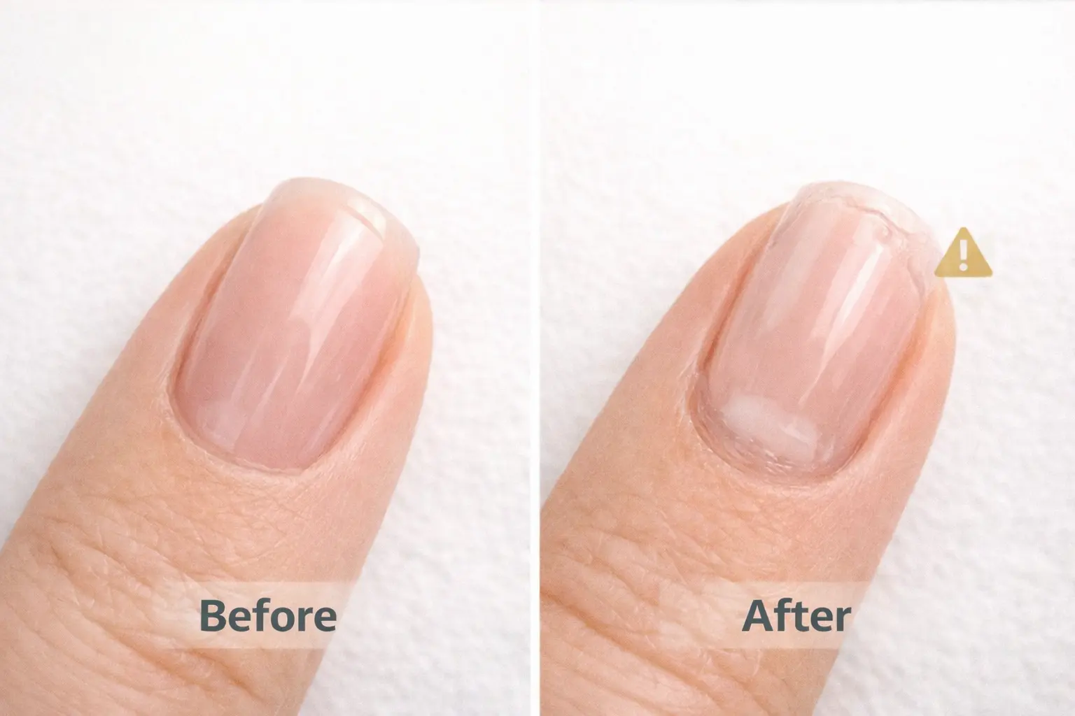 BIAB nail retention comparison showing proper apex structure versus common lifting issues that quality training prevents