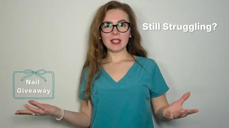 Radina Ignatova explaining why nail technicians struggle after training with free feedback giveaway announcement