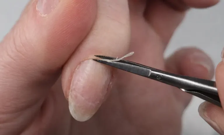 Russian manicure cuticle removal technique using professional scissors for clean cuticle work and safe e-file preparation