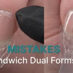 Sandwich dual forms showing common mistakes including excessive slip solution and trapped air bubbles that cause lifting