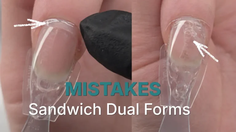 Sandwich dual forms showing common mistakes including excessive slip solution and trapped air bubbles that cause lifting