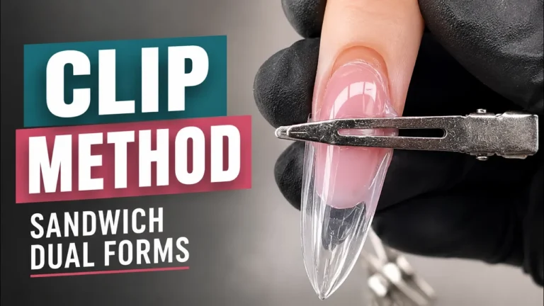 Metal clip holding sandwich dual form on finger showing deceptive secure appearance while invisibly causing apex shifting sidewall thinning and structural imbalance underneath smooth surface
