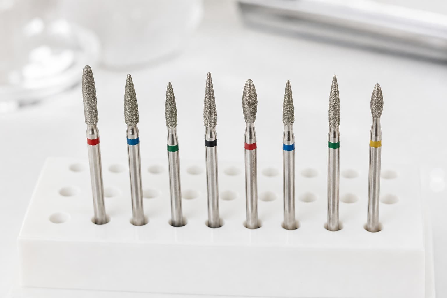 Russian Manicure diamond flame bits and grit bands