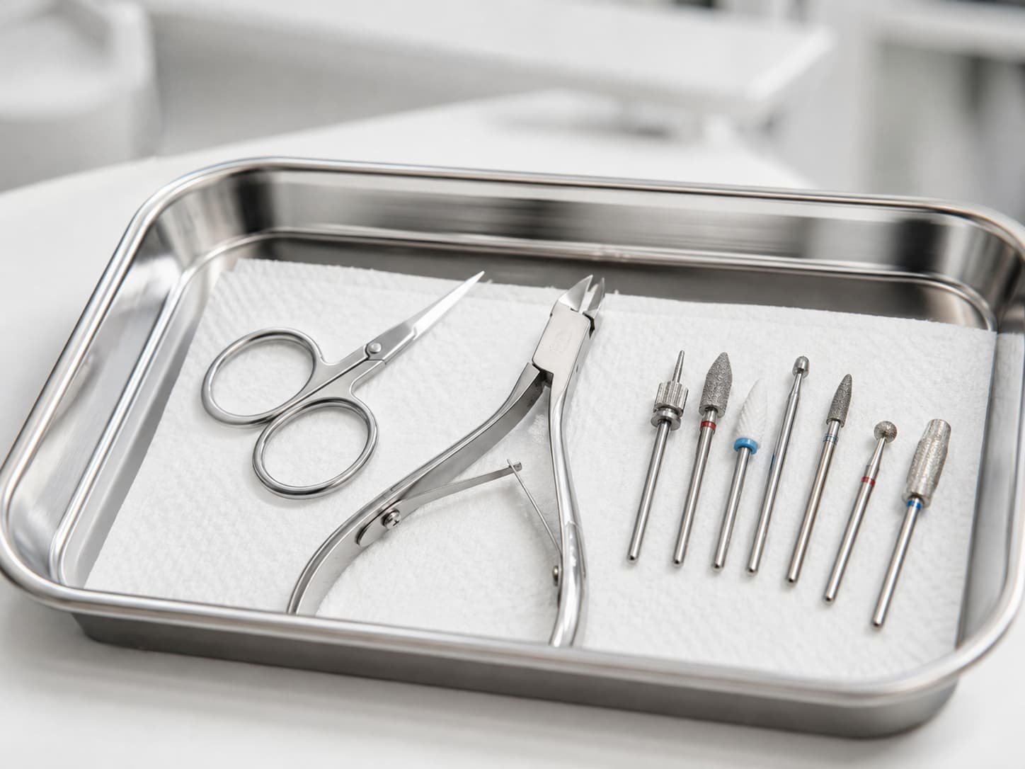 Russian Manicure tools: scissors, nippers and e-file bits