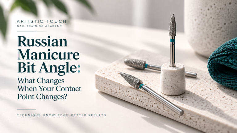 Russian Manicure diamond bits illustrating bit angle and contact point