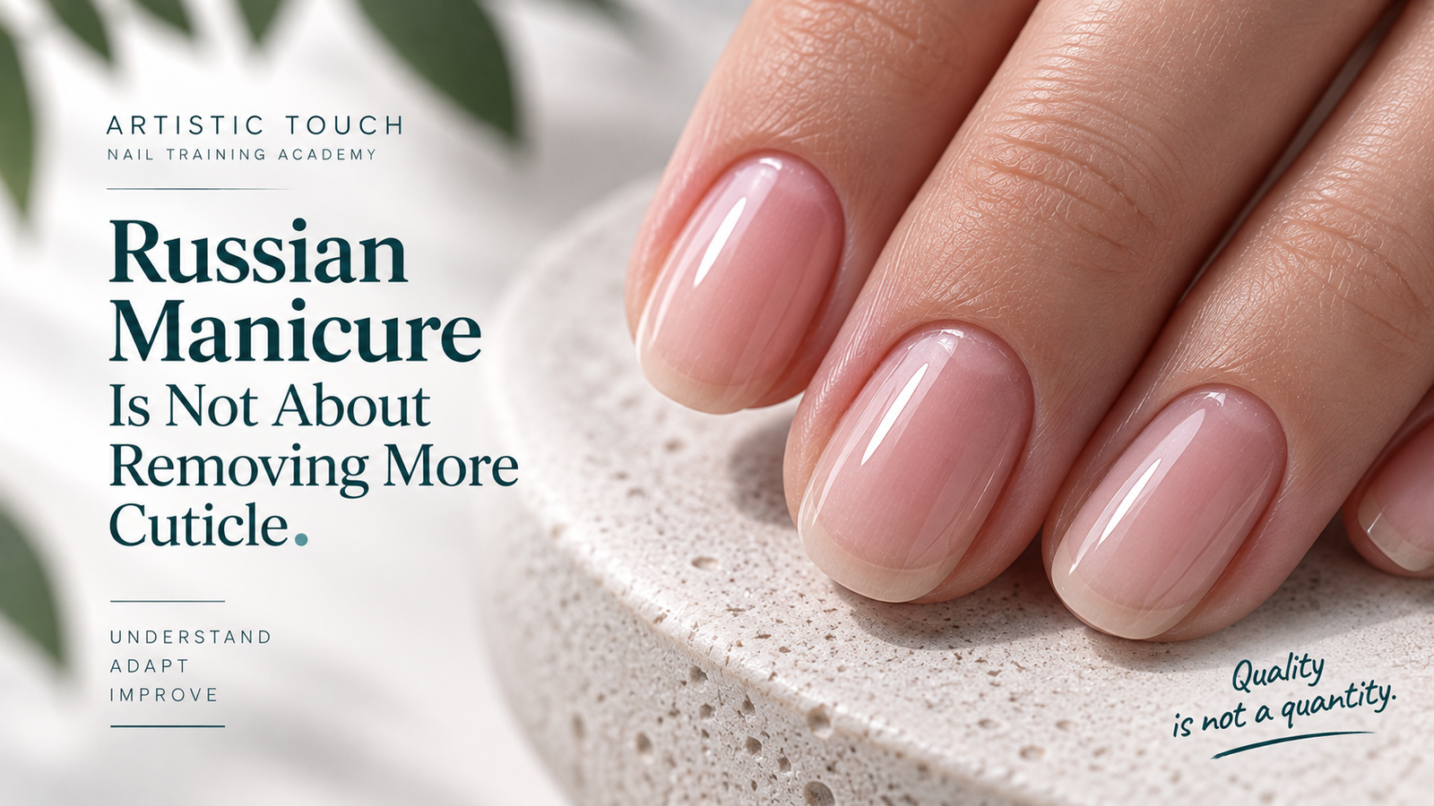 Clean Russian Manicure result illustrating that quality is not measured by removing more cuticle